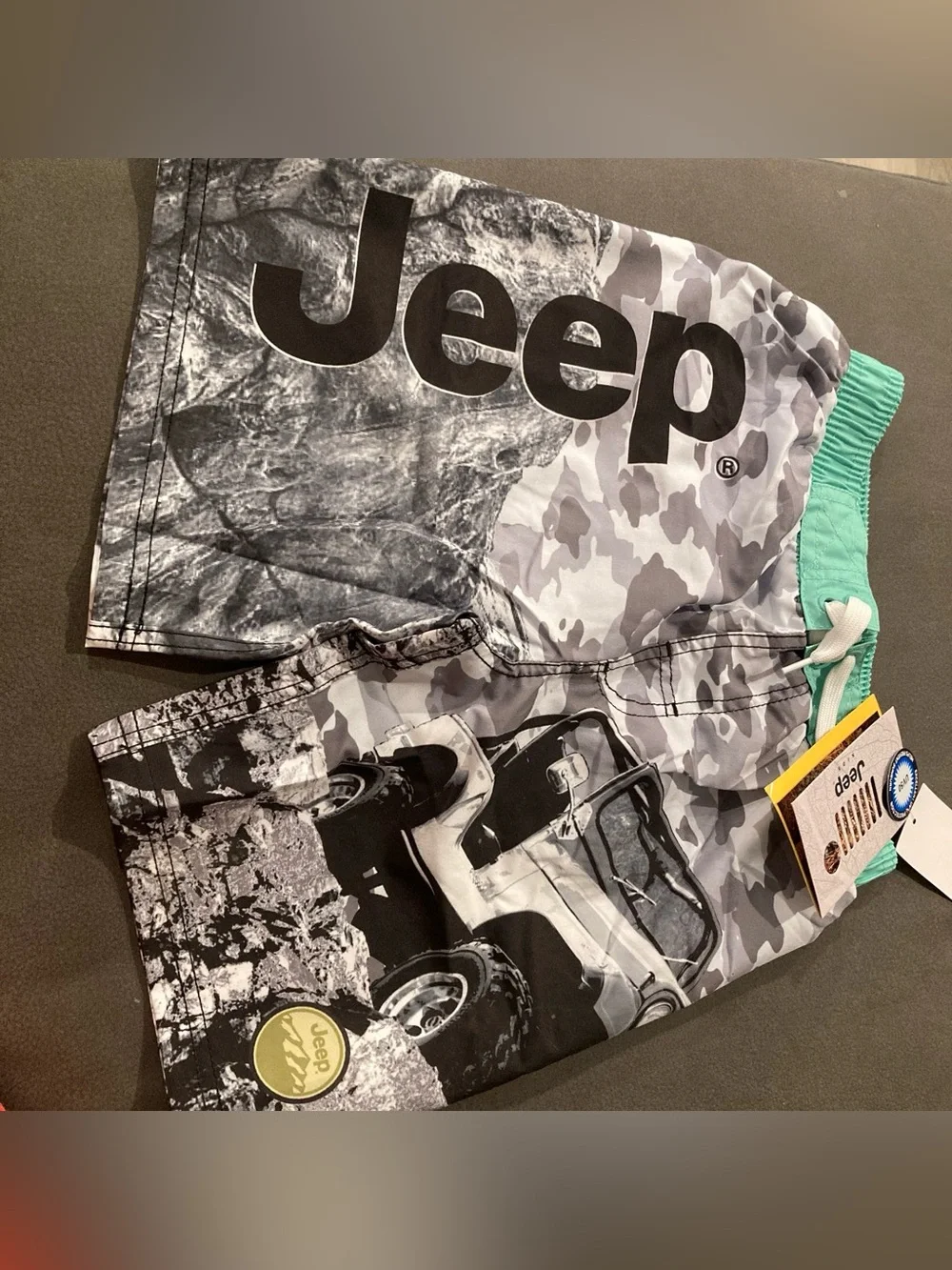 Jeep Boys Gray Camo Swim Shorts with shirt set